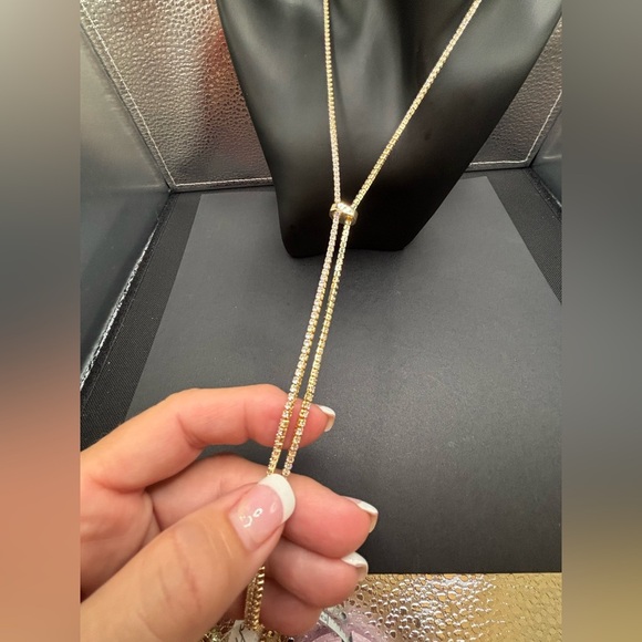 Elegant Gold and CZ Lariat - Picture 3 of 4